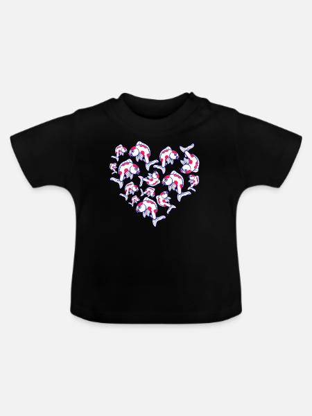 Herz Koi - Baby Bio-T-Shirt mit Rundhals - Schwarz