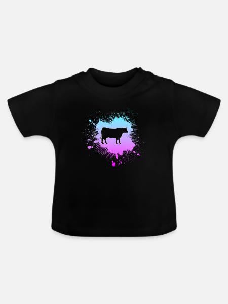 Kuh - Baby Bio-T-Shirt mit Rundhals - Schwarz