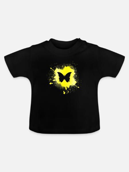 Schmetterling - Baby Bio-T-Shirt mit Rundhals - Schwarz
