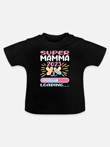 Super Mamma Loading... - Baby Bio-T-Shirt mit Rundhals - Schwarz