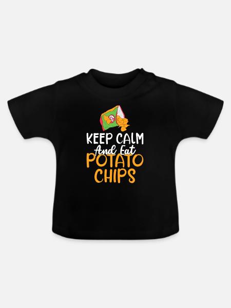 Kartoffelchips Geschenk - Baby Bio-T-Shirt mit Rundhals - Schwarz