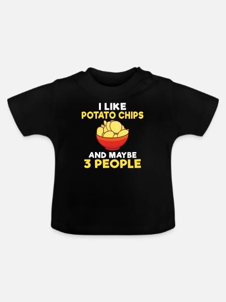 Kartoffelchips Geschenk - Baby Bio-T-Shirt mit Rundhals - Schwarz