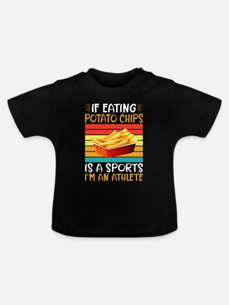 Kartoffelchips Geschenk - Baby Bio-T-Shirt mit Rundhals - Schwarz
