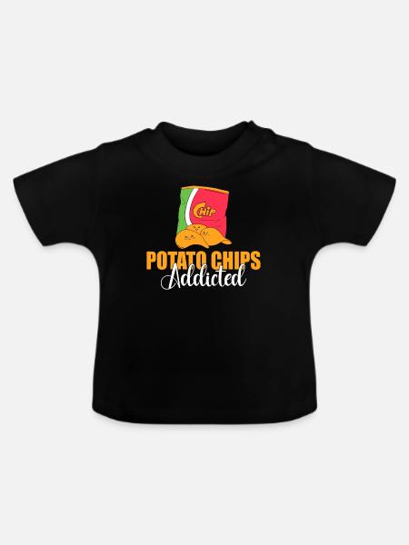 Kartoffelchips Geschenk - Baby Bio-T-Shirt mit Rundhals - Schwarz