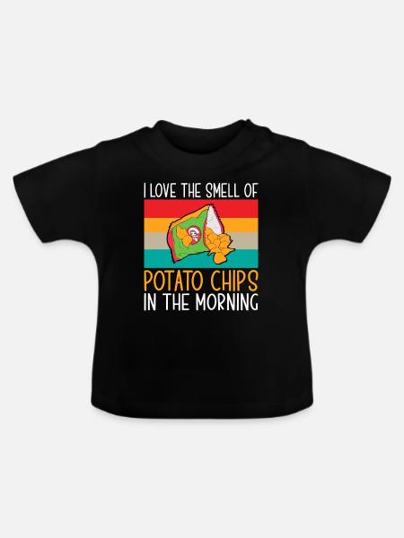 Kartoffelchips Geschenk - Baby Bio-T-Shirt mit Rundhals - Schwarz