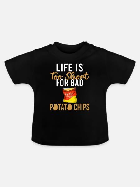 Kartoffelchips Geschenk - Baby Bio-T-Shirt mit Rundhals - Schwarz
