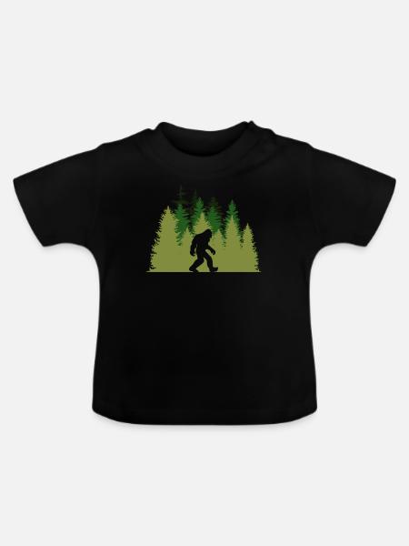 Bigfoot Im Wald - Baby Bio-T-Shirt mit Rundhals - Schwarz