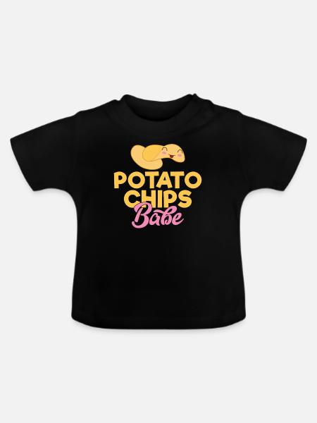 Kartoffelchips Geschenk - Baby Bio-T-Shirt mit Rundhals - Schwarz