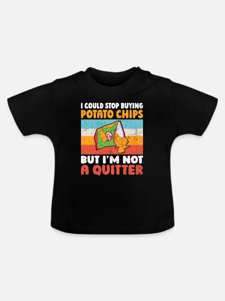 Kartoffelchips Geschenk - Baby Bio-T-Shirt mit Rundhals - Schwarz