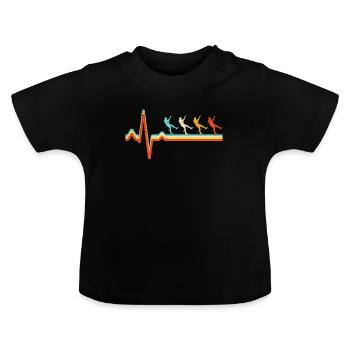 Klettern Retro Herzschlag - Baby Bio-T-Shirt mit Rundhals - Schwarz - Vorne