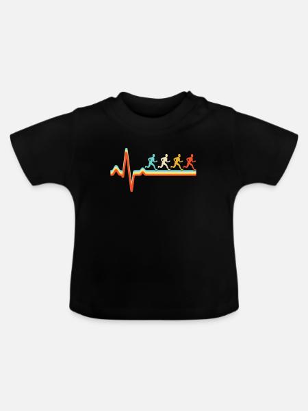 Joggen Retro Herzschlag - Baby Bio-T-Shirt mit Rundhals - Schwarz