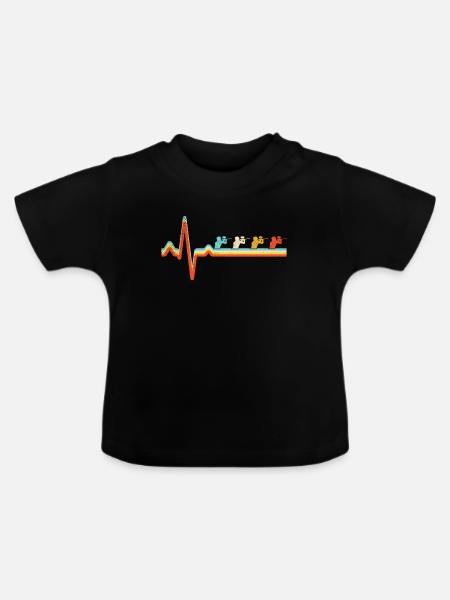 Paintball Retro Herzschlag - Baby Bio-T-Shirt mit Rundhals - Schwarz