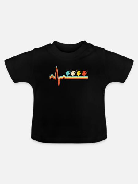 Koala Retro Herzschlag - Baby Bio-T-Shirt mit Rundhals - Schwarz