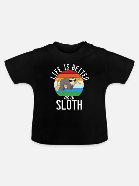 Faultier Liebhaber Faultier Geschenk - Baby Bio-T-Shirt mit Rundhals - Schwarz