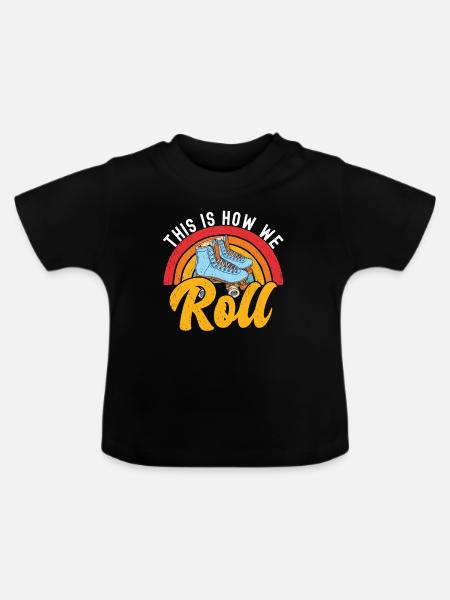 Rollschuhe - Baby Bio-T-Shirt mit Rundhals - Schwarz