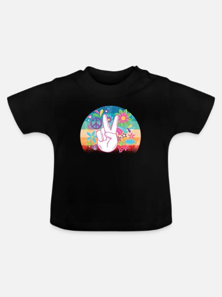 Hippie - Baby Bio-T-Shirt mit Rundhals - Schwarz