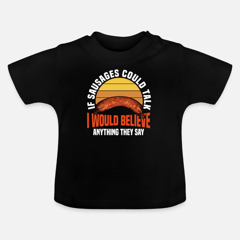 Conception d’éventail de saucisses - T-shirt bio col rond Bébé - noir