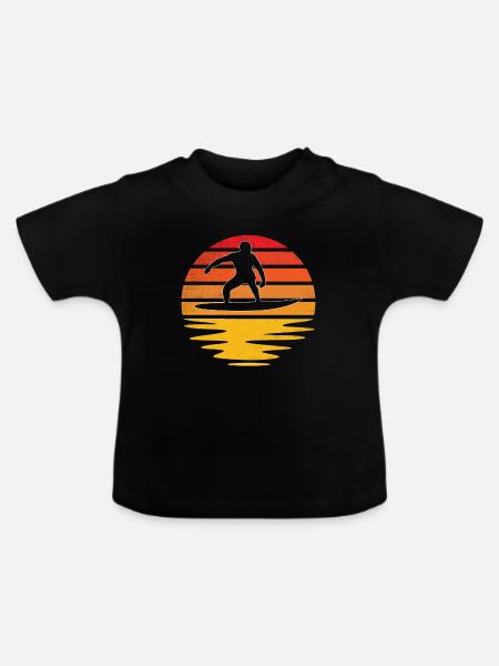 Surfen Retro - Baby Bio-T-Shirt mit Rundhals - Schwarz
