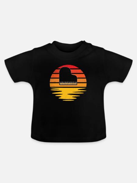 Klavier Retro - Baby Bio-T-Shirt mit Rundhals - Schwarz