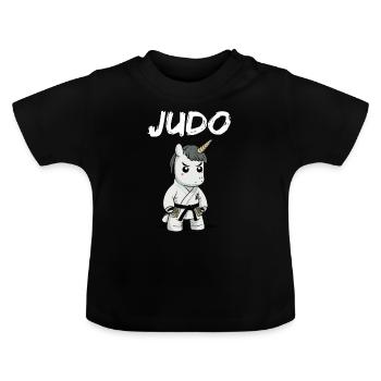 Einhorn in Judo-Uniform - Japanische - Baby Bio-T-Shirt mit Rundhals - Schwarz - Vorne
