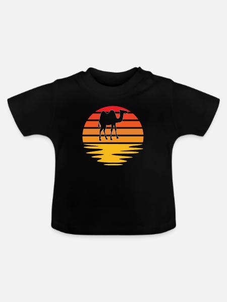 Kamel Retro - Baby Bio-T-Shirt mit Rundhals - Schwarz
