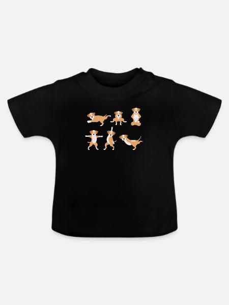 Yoga Hund - Baby Bio-T-Shirt mit Rundhals - Schwarz