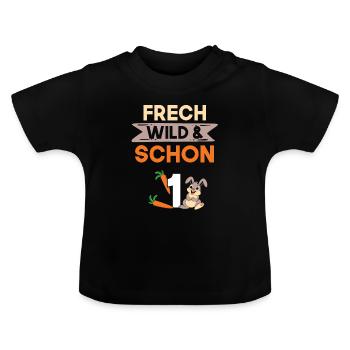 Geschenk 1 Jahr Geburtstag Hase Kaninchen - Baby Bio-T-Shirt mit Rundhals - Schwarz - Vorne