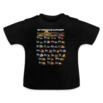 Meine Dinosaurierliebhaber ABC Kinder Dino Alphabet - Baby Bio-T-Shirt mit Rundhals - Schwarz - Vorne