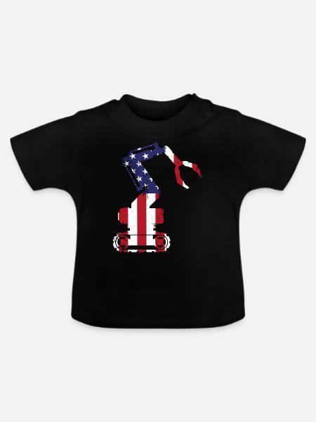 Robot Robotics Engineer American - Baby Bio-T-Shirt mit Rundhals - Schwarz