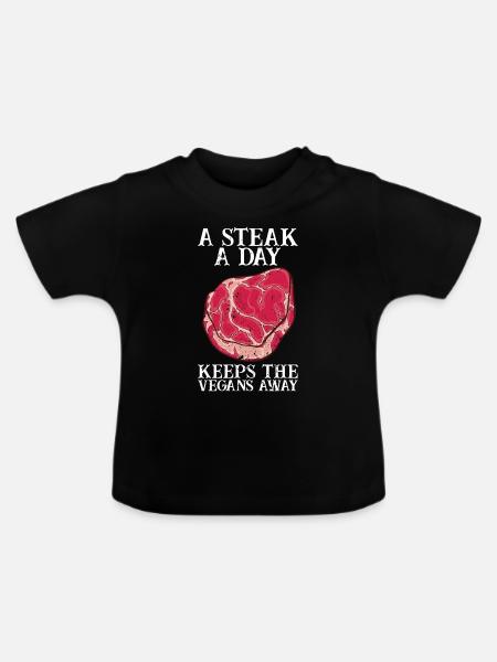 Steak - Baby Bio-T-Shirt mit Rundhals - Schwarz