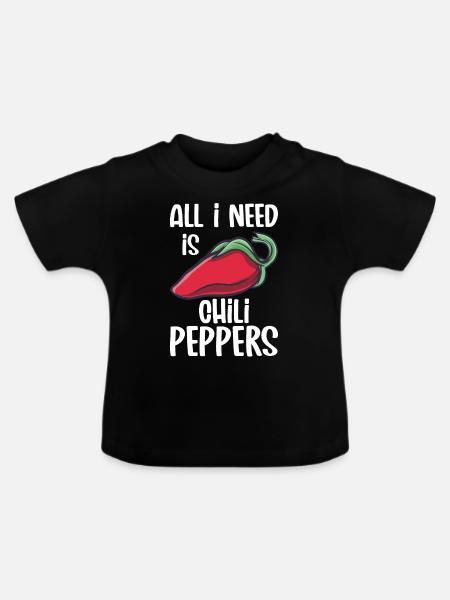 Chili-Pfeffer - Baby Bio-T-Shirt mit Rundhals - Schwarz