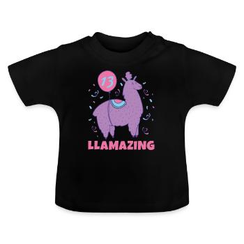Lama Geschenk Lama Liebhaber Geschenk - Baby Bio-T-Shirt mit Rundhals - Schwarz - Vorne