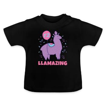 Lama Geschenk Lama Liebhaber Geschenk - Baby Bio-T-Shirt mit Rundhals - Schwarz - Vorne