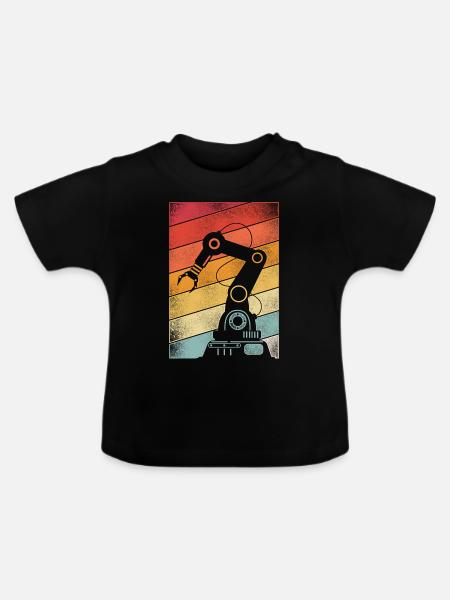 Robot Robotics Engineer Retro - Baby Bio-T-Shirt mit Rundhals - Schwarz