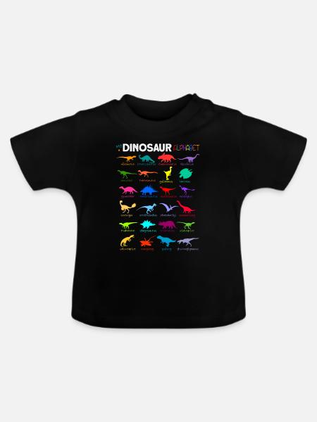 Dinosaurier Alphabet Dinosaurier a-z - Baby Bio-T-Shirt mit Rundhals - Schwarz