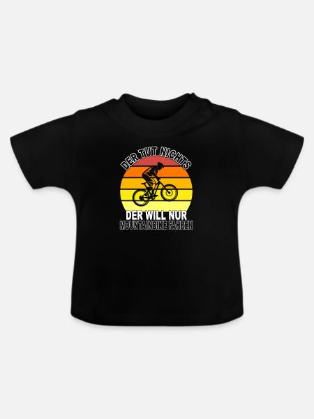 Mountainbike Spruch - Baby Bio-T-Shirt mit Rundhals - Schwarz