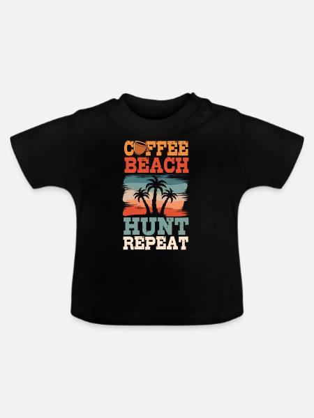 Kaffee Und Strandgutsammlen - Baby Bio-T-Shirt mit Rundhals - Schwarz