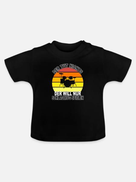 Schlagzeug Spruch - Baby Bio-T-Shirt mit Rundhals - Schwarz