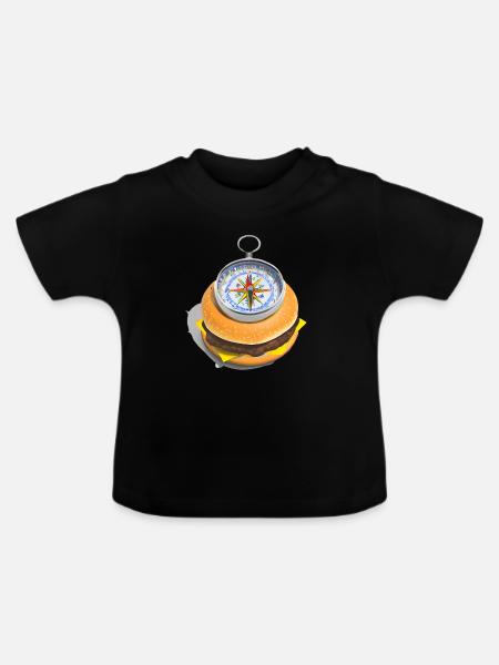 Cheeseburger Kompass - Baby Bio-T-Shirt mit Rundhals - Schwarz