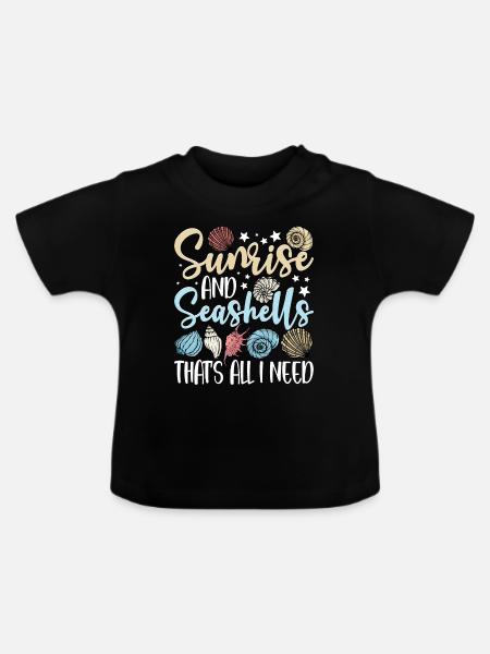 Muscheln sammeln - Baby Bio-T-Shirt mit Rundhals - Schwarz