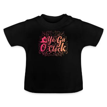 YO:GA O'Clock Yoga - Baby Bio-T-Shirt mit Rundhals - Schwarz - Vorne