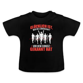 Halbmarathon: Leidenschaft vor Ehrgeiz - Baby Bio-T-Shirt mit Rundhals - Schwarz - Vorne