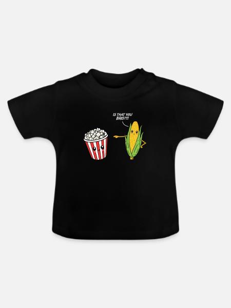 Popcorn - Baby Bio-T-Shirt mit Rundhals - Schwarz
