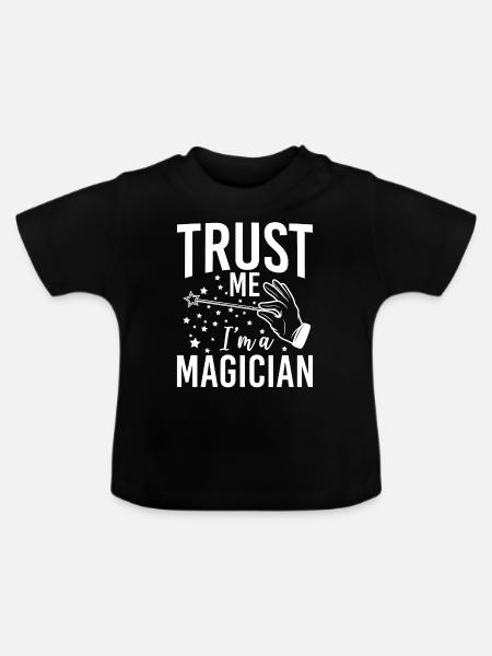 Trust Me Im A Magician Zauberer Zaubertrick Magie - Økologisk T-shirt til baby, rund hals - sort
