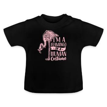 Je suis un flamant rose dans un costume humain - T-shirt bio col rond Bébé - noir - Devant