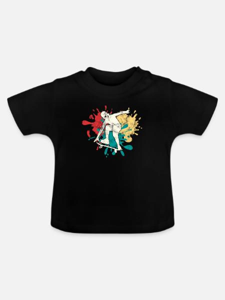Skater - Baby Bio-T-Shirt mit Rundhals - Schwarz