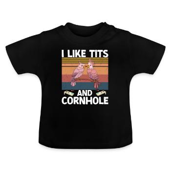 Cornhole - Baby Bio-T-Shirt mit Rundhals - Schwarz - Vorne