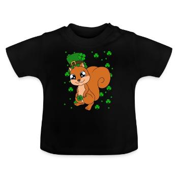 Écureuil Clover Saint-Patrick - T-shirt bio col rond Bébé - noir - Devant