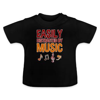 Facilement distrait par la musique 4 - T-shirt bio col rond Bébé - noir - Devant