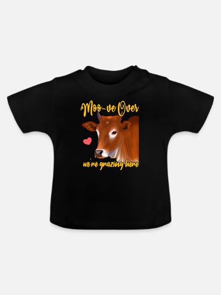 Moo-ve Over, We're Grazing Here - Baby Bio-T-Shirt mit Rundhals - Schwarz